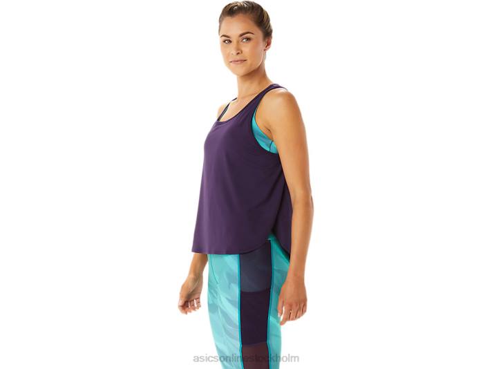 Asics sido slits ärmlös topp kvinnor D6D02934 nattskugga