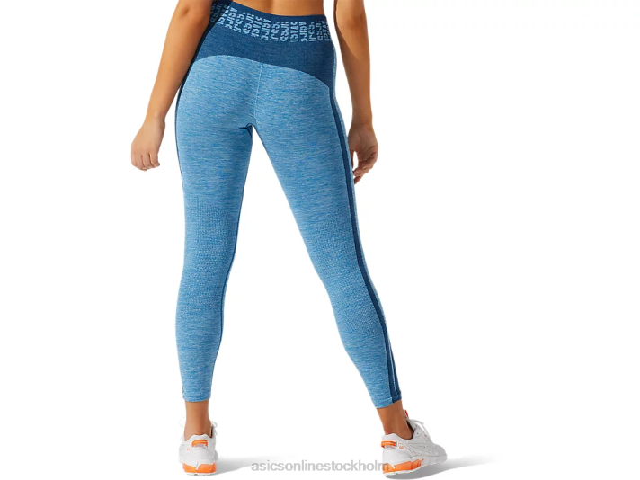 Asics beskuren logotyp sömlös tight kvinnor D6D03947 reborn blue/mako blue