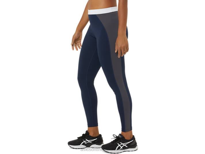 Asics den nya starka återanvända tight kvinnor D6D03823 peacoat/piemonte grå/vit