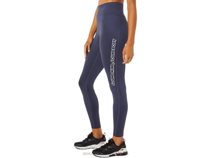 Asics logotyp grafik tight kvinnor D6D03392 indigo dimma