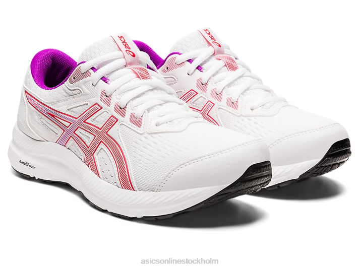 Asics gel-contend 8 kvinnor D6D02657 vit/röd varning