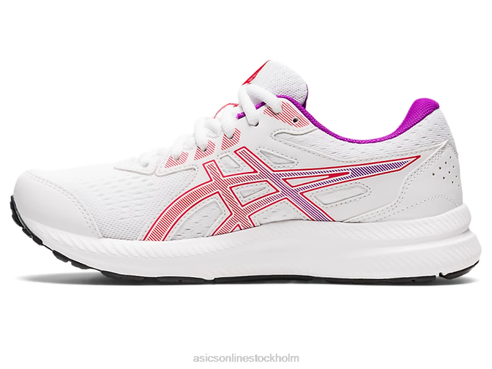 Asics gel-contend 8 kvinnor D6D02657 vit/röd varning