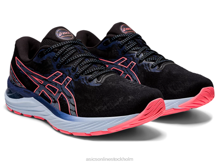 Asics gel-cumulus 23 kvinnor D6D03886 svart/flammande korall
