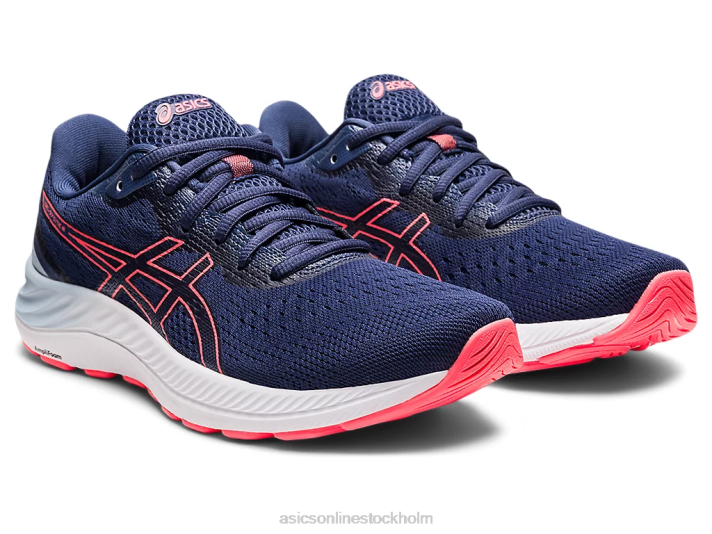 Asics gel-excite 8 bred kvinnor D6D03595 åskblå/flammande korall