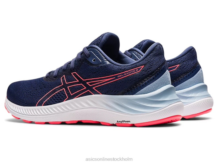 Asics gel-excite 8 bred kvinnor D6D03595 åskblå/flammande korall