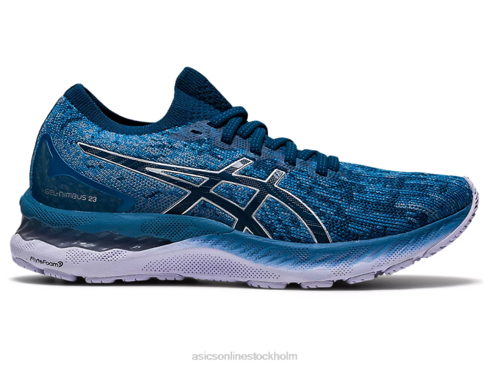 Asics gel-nimbus 23 stickad kvinnor D6D03922 grå tandtråd/mako blå