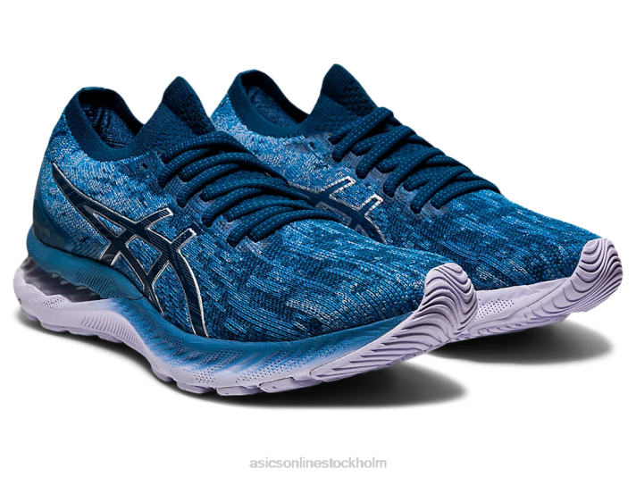 Asics gel-nimbus 23 stickad kvinnor D6D03922 grå tandtråd/mako blå