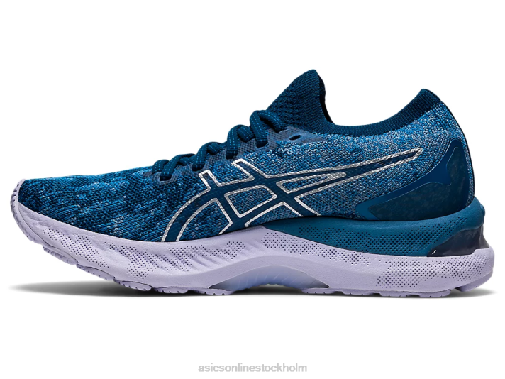 Asics gel-nimbus 23 stickad kvinnor D6D03922 grå tandtråd/mako blå