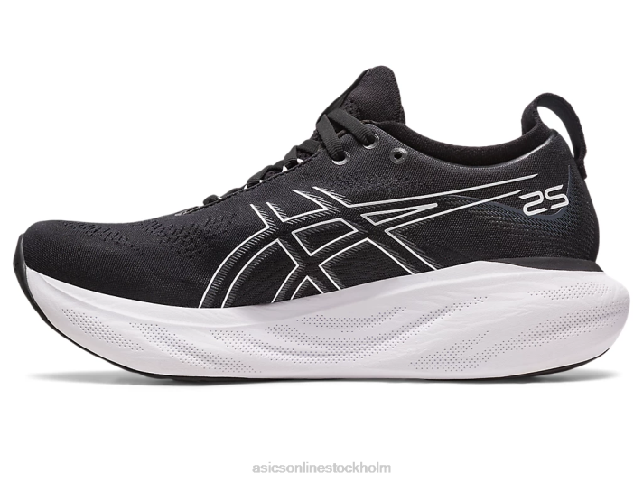 Asics gel-nimbus 25 bred kvinnor D6D02376 svart/rent silver