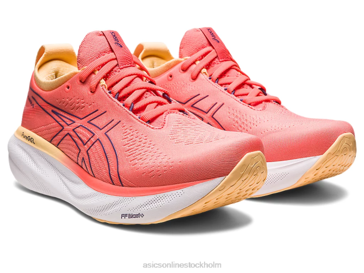 Asics gel-nimbus 25 bred kvinnor D6D02377 papaya/dammig lila