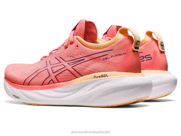 Asics gel-nimbus 25 bred kvinnor D6D02377 papaya/dammig lila