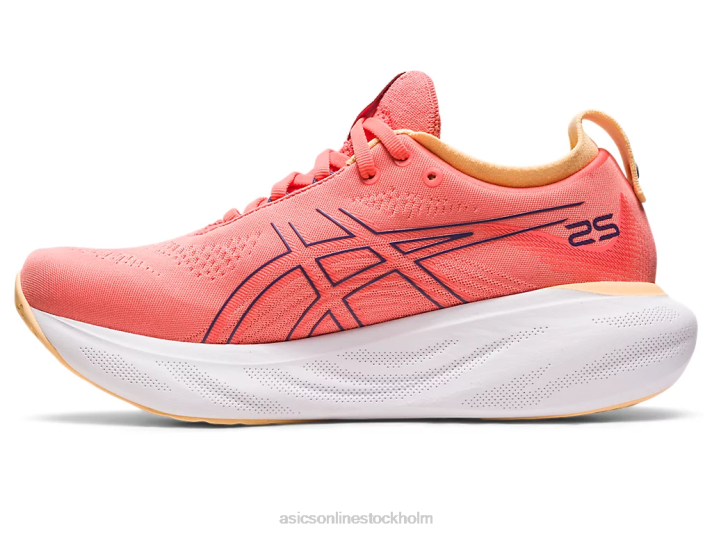 Asics gel-nimbus 25 bred kvinnor D6D02377 papaya/dammig lila