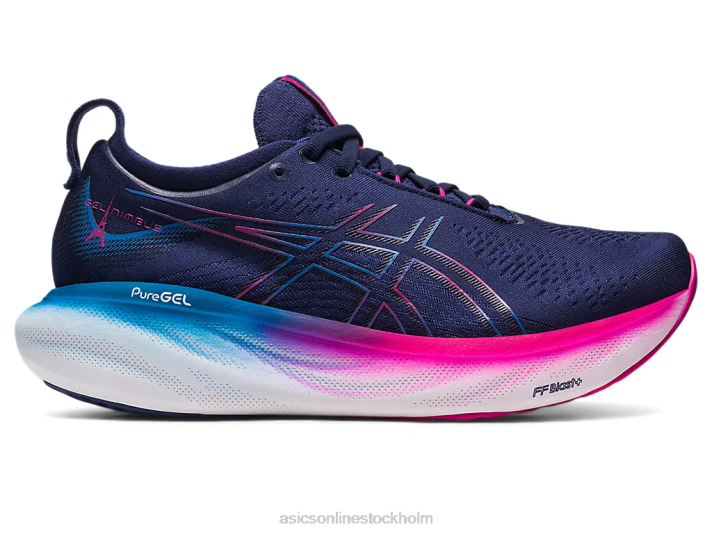Asics gel-nimbus 25 kvinnor D6D02138 indigo blå/rosa rave