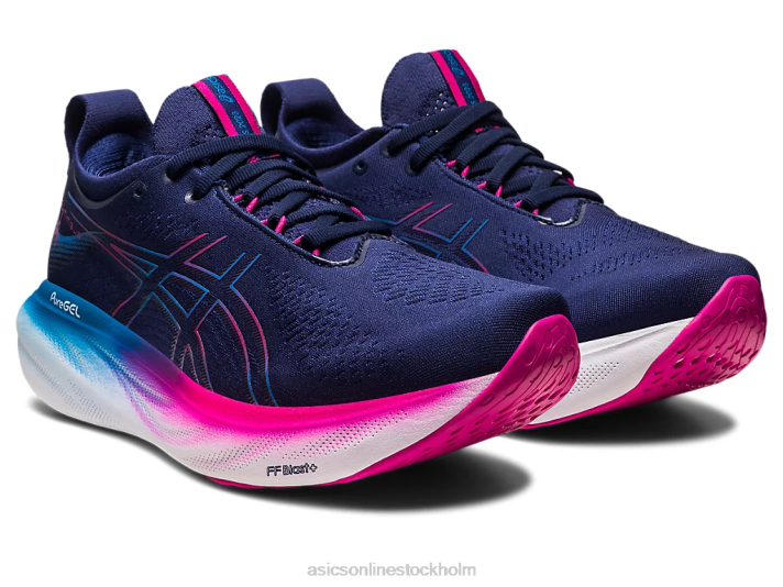 Asics gel-nimbus 25 kvinnor D6D02138 indigo blå/rosa rave