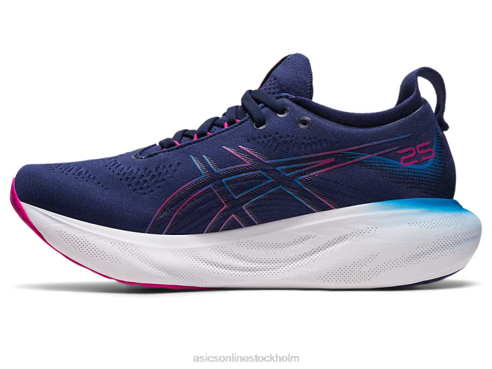 Asics gel-nimbus 25 kvinnor D6D02138 indigo blå/rosa rave