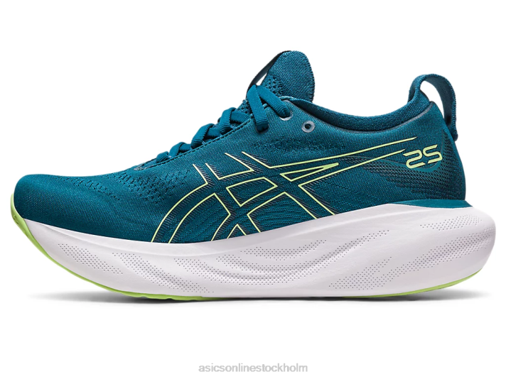 Asics gel-nimbus 25 kvinnor D6D02259 bläck blågrön/limegrön