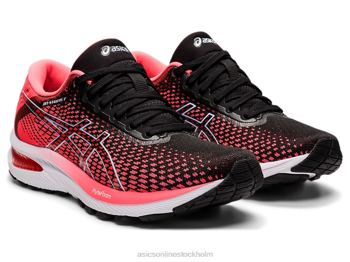 Asics gel-stratus 2 stickad kvinnor D6D02663 flammande korall/svart