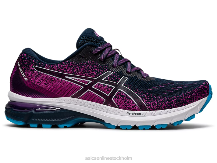 Asics gt-2000 9 stickad kvinnor D6D03737 fransk blå/vit