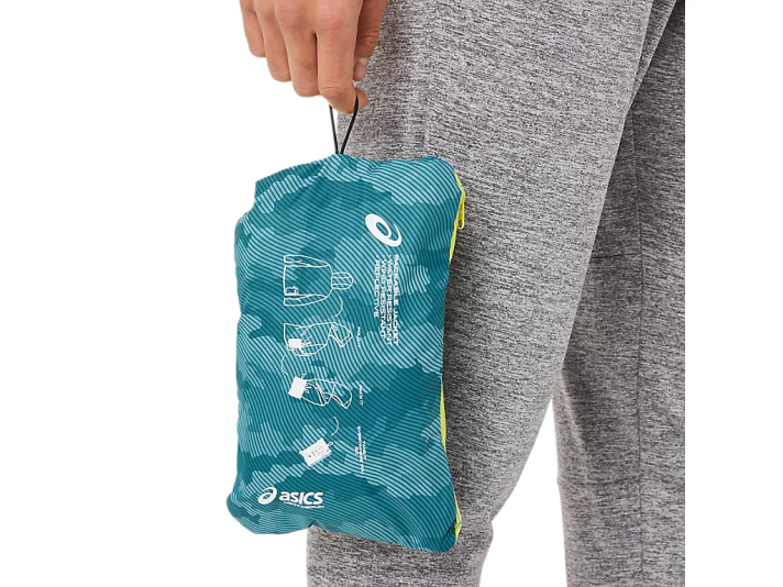 Asics packbar jacka män D6D01893 dimmigt talltryck/sur yuzu