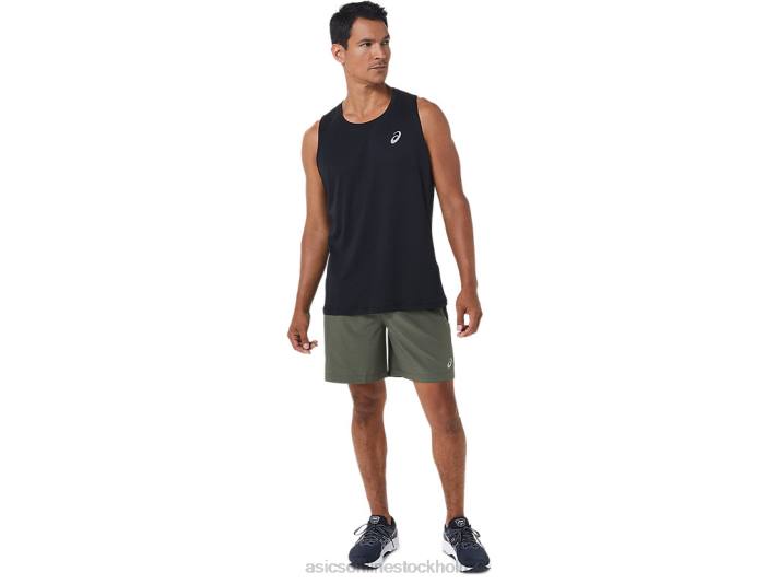 Asics 7in pr lyte kort män D6D01022 mantel grön htr/perf svart