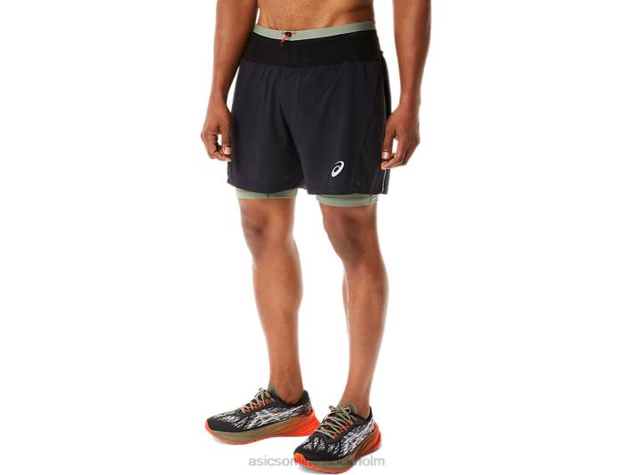 Asics fujitrail kort män D6D01139 prestanda svart/lavgrön