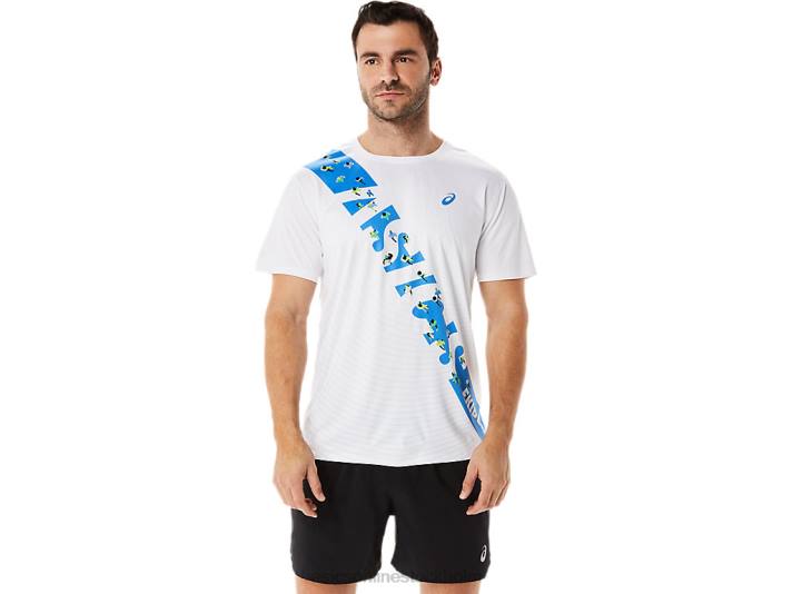 Asics ekiden kortärmad topp män D6D01101 briljant vit/blå kust