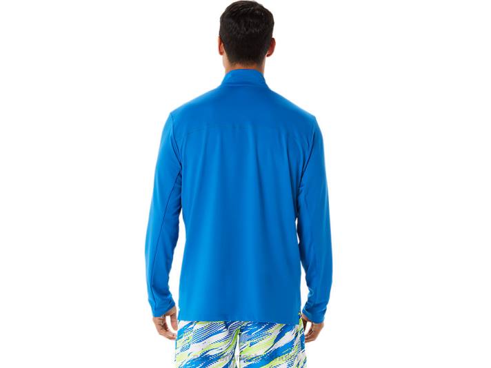 Asics färdigställd halv zip lam män D6D01339 lake drive/hazard green