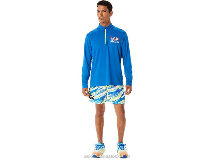 Asics färdigställd halv zip lam män D6D01339 lake drive/hazard green