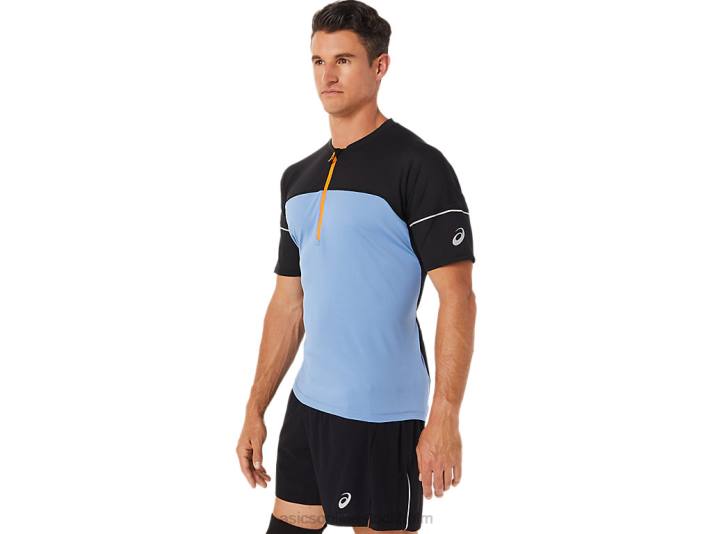 Asics fujitrail topp män D6D01433 blå harmoni/performance svart