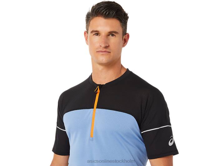 Asics fujitrail topp män D6D01433 blå harmoni/performance svart