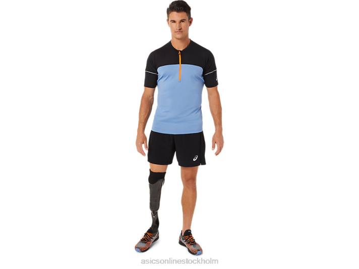 Asics fujitrail topp män D6D01433 blå harmoni/performance svart