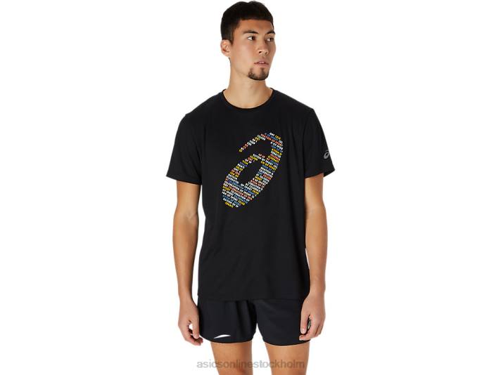 Asics kortärmad topp med logotyptryck män D6D01761 prestanda svart