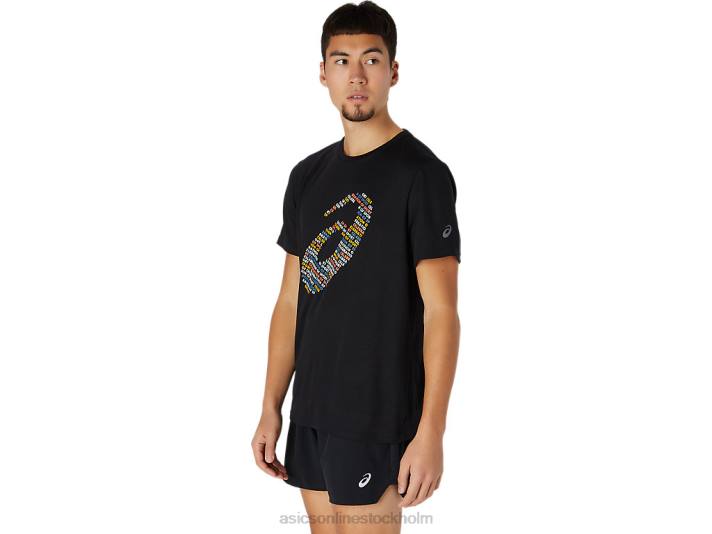 Asics kortärmad topp med logotyptryck män D6D01761 prestanda svart