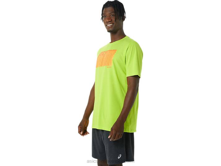 Asics lång abstrakt logotyp t-shirt män D6D01033 limeskal