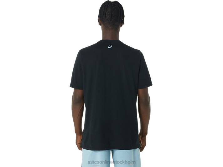 Asics lång abstrakt logotyp t-shirt män D6D0795 prestanda svart