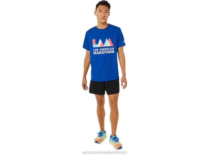 Asics la marathon kort ärm män D6D01622 blå