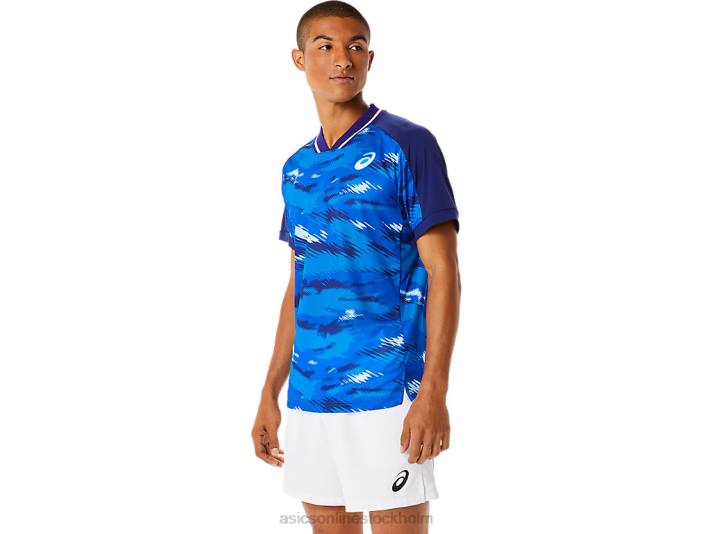 Asics matcha grafisk kortärmad topp män D6D01076 dyk blå