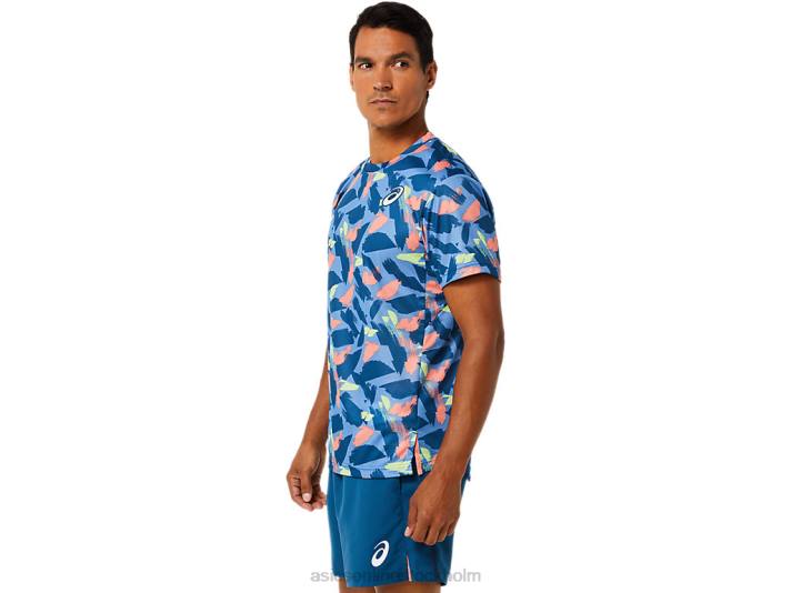 Asics matcha grafisk kortärmad topp män D6D01506 ljus indigo