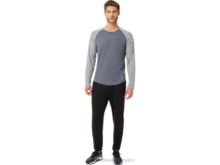 Asics perf långärmad henley män D6D02025 bärargrå/plåtbergljung