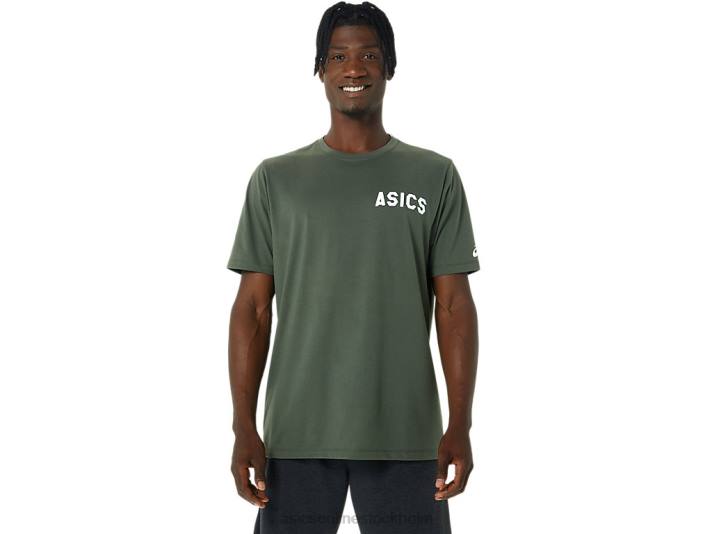 Asics ränder soluppgång t-shirt män D6D0787 oliv duk
