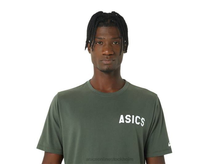 Asics ränder soluppgång t-shirt män D6D0787 oliv duk