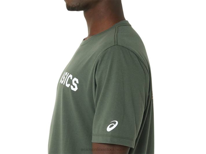 Asics ränder soluppgång t-shirt män D6D0787 oliv duk
