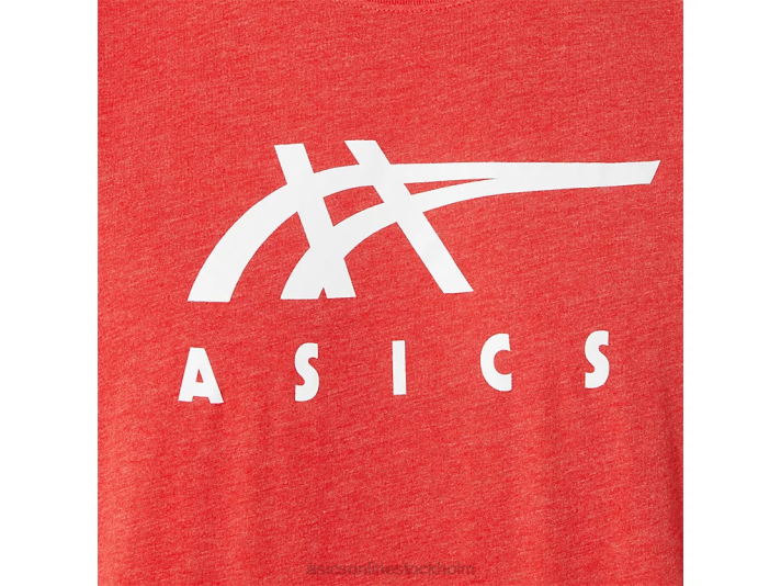 Asics randig kortärmad t-shirt män D6D01255 klassisk röd ljung