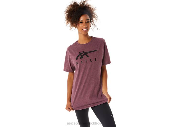 Asics randig kortärmad t-shirt män D6D01643 djup kärrljung