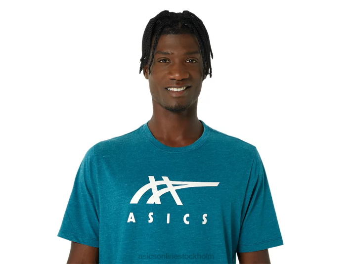 Asics randig kortärmad t-shirt män D6D0802 sammets tallljung