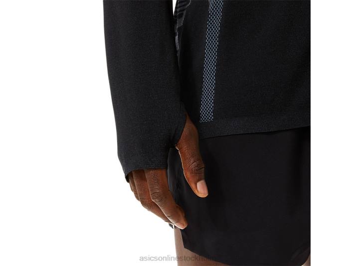 Asics sömlös långärmad topp män D6D01073 prestanda svart/bärgrå