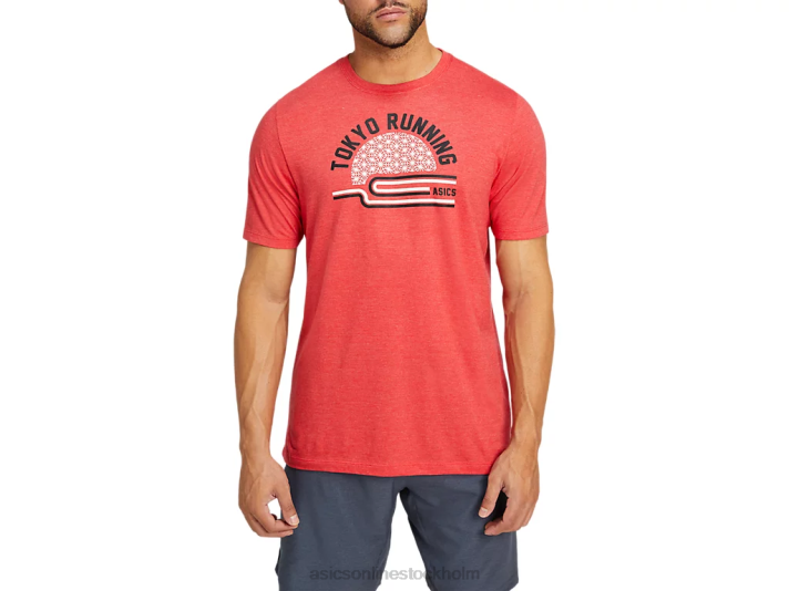 Asics teatokyo t-shirt män D6D02041 klassisk röd ljung