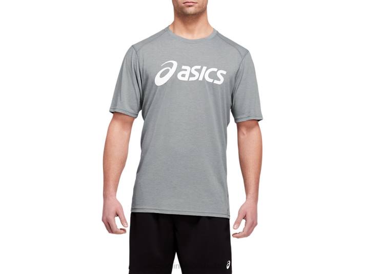 Asics triblend tränings kortärmad topp män D6D01987 plåtbergljung/vit