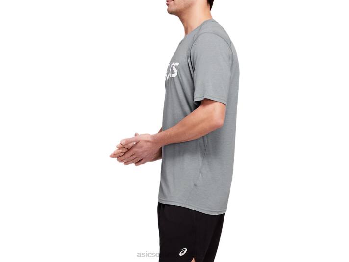 Asics triblend tränings kortärmad topp män D6D01987 plåtbergljung/vit