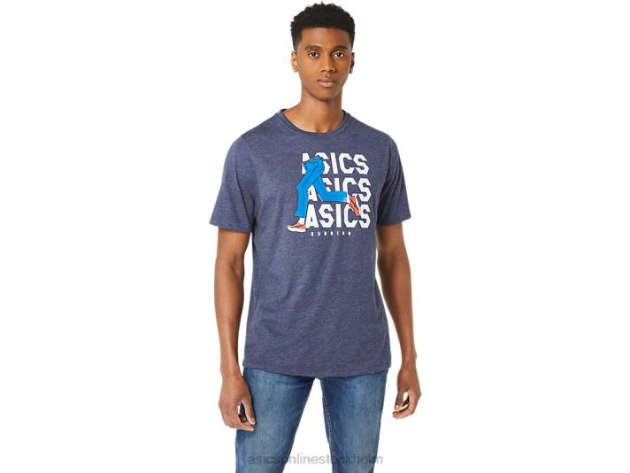 Asics unisex blue jean mile crew t-shirt män D6D025 ärftljung